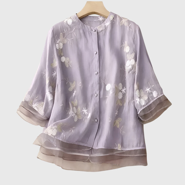Nellie™ | Haut Élégant avec Fleurs Brodées