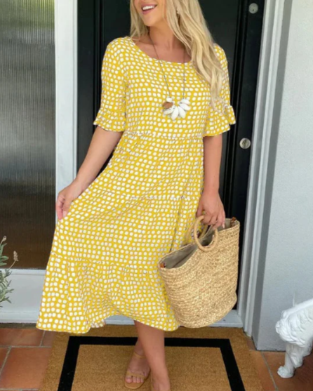 ZORA | ROBE MIDI À MANCHES COURTES EN SABLE