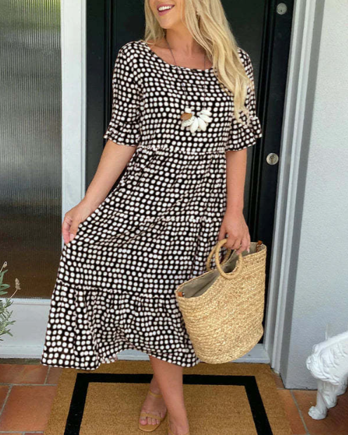 ZORA | ROBE MIDI À MANCHES COURTES EN SABLE