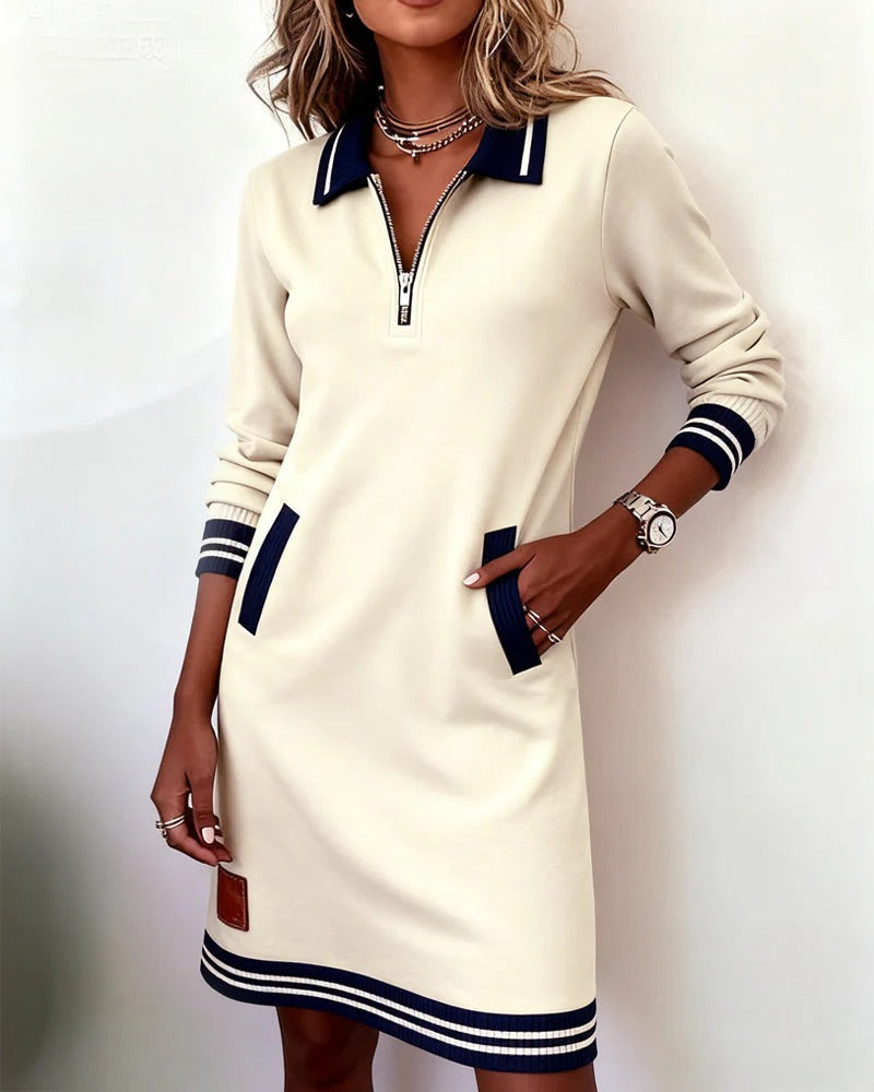Sylvie | Robe en Coton Chic à Manches Longues